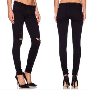 Paige deconstructed black skinny jeans size 28